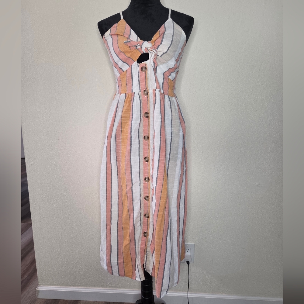 Japna Womens Sundress Dress L Multicolor Cotton Nautical Beach Vacation Cover-Up